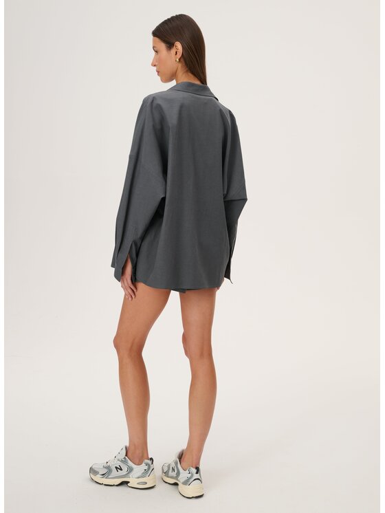 LEBRAND LEBRAND Koszula Meryl Szary ciemny Regular Fit