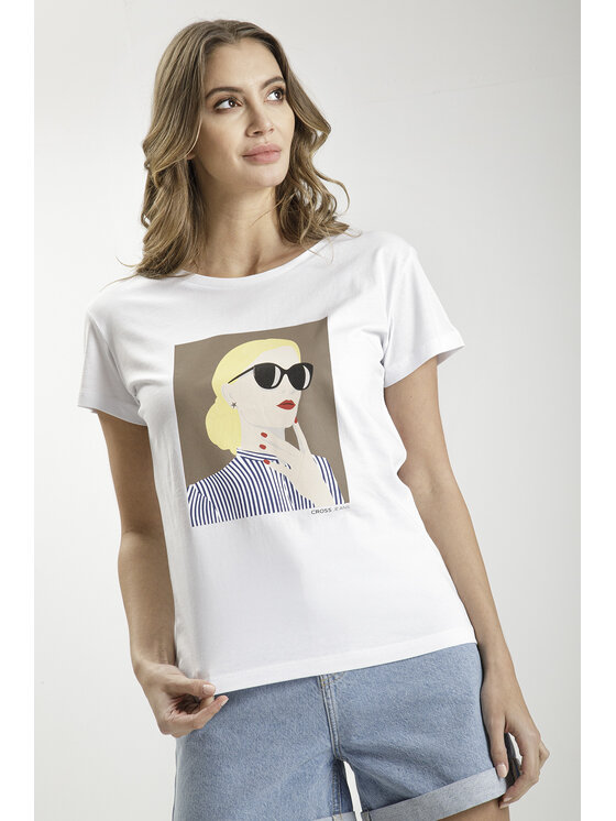 Cross Jeans Cross Jeans T-Shirt 55958-008 Biały