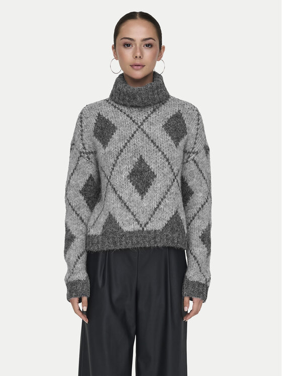 JDY JDY Bluză cu gât Zoey 15330718 Gri Loose Fit