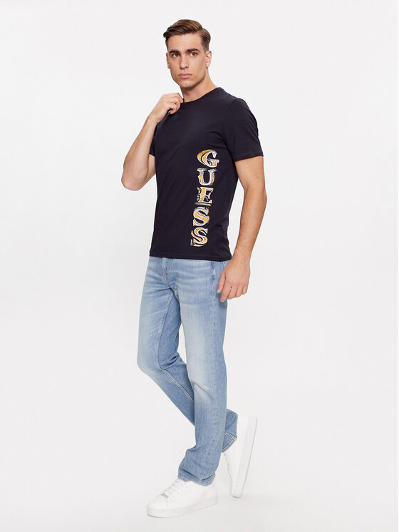 Guess Guess Marškinėliai M4RI30 J1314 Tamsiai mėlyna Slim Fit