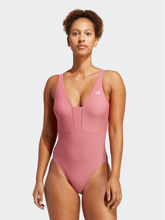 adidas adidas Maudymosi kostiumėlis Iconisea 3-Stripes Swimsuit IB9243 Rožinė Fitted Fit