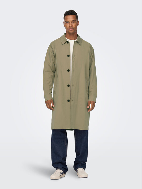 Only & Sons Only & Sons Trencz Malcom 22024246 Zielony Regular Fit