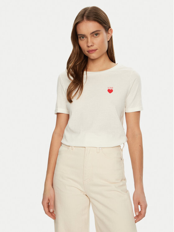 JDY JDY Тишърт Kitty 15318845 Бял Regular Fit