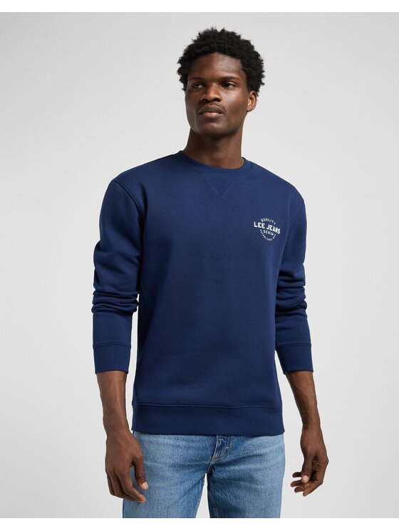 Lee Lee Bluzka SMALL LOGO CREW SWS Niebieski Regular Fit