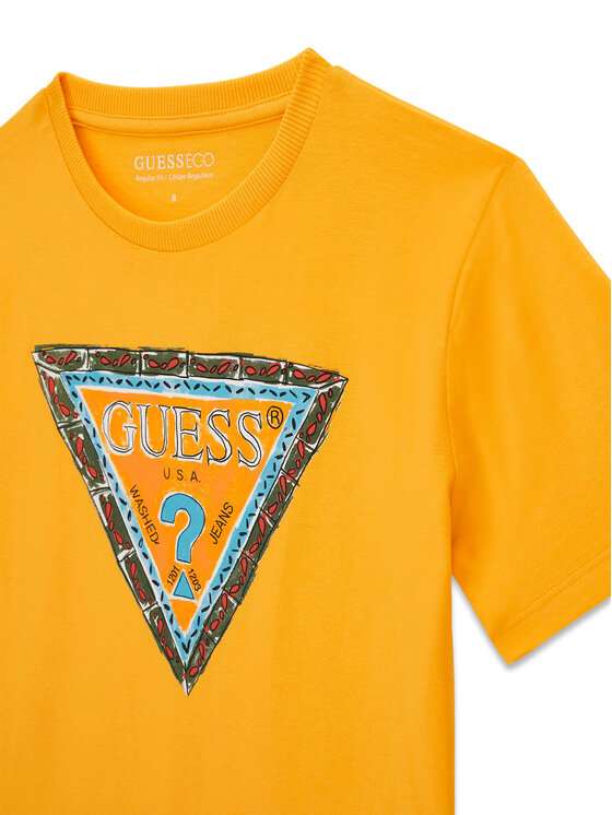 Guess Guess T-Shirt L6GI00 K8HM4 Żółty Regular Fit
