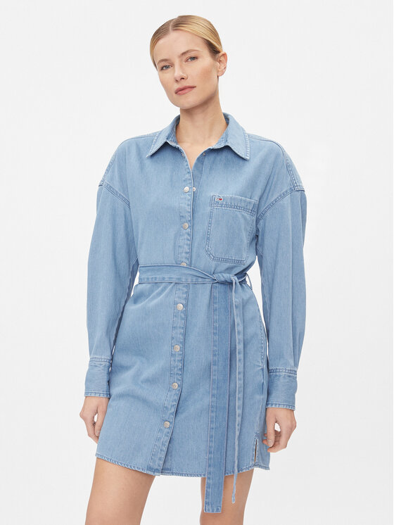 Tommy Jeans Džínsové šaty DW0DW17421 Modrá Regular Fit