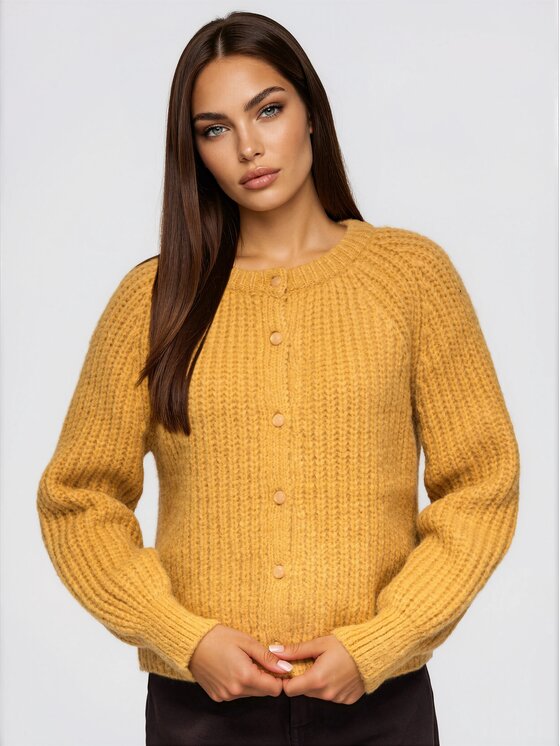 Ombre Ombre Svetr OW-SW-E0071 Žlutá Relaxed Fit
