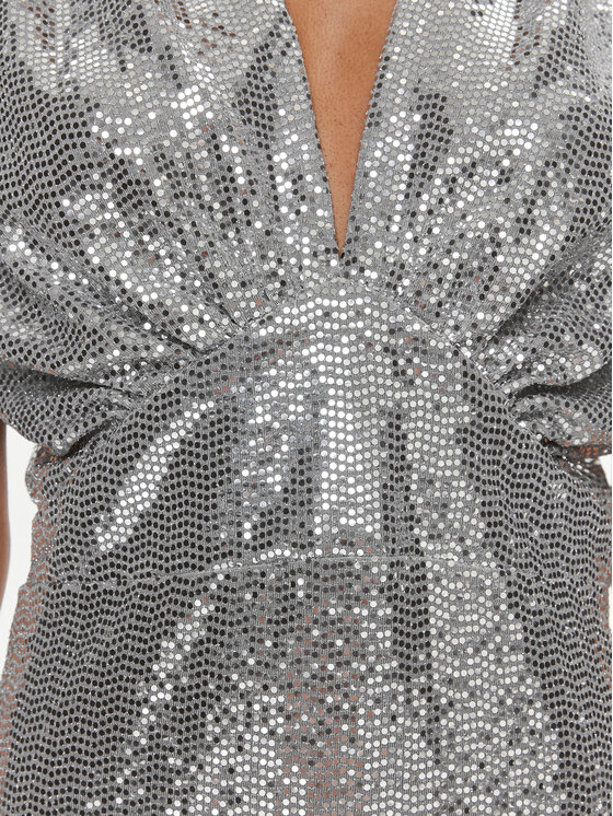 Rinascimento Rinascimento Sukienka koktajlowa CFC0116365003 Srebrny Regular Fit