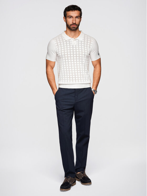 Ombre Ombre Polo OM-POSS-0168 Biały Regular Fit