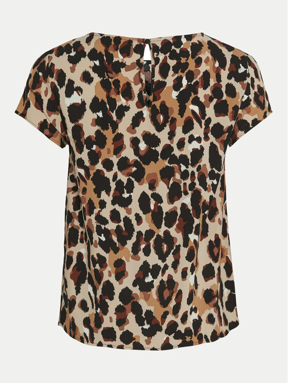 Vila Vila Тишърт Paya 14067404 Кафяв Regular Fit