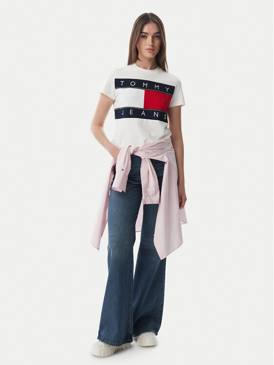 Tommy Jeans Tommy Jeans Marškinėliai Flag DW0DW22818 Balta Regular Fit