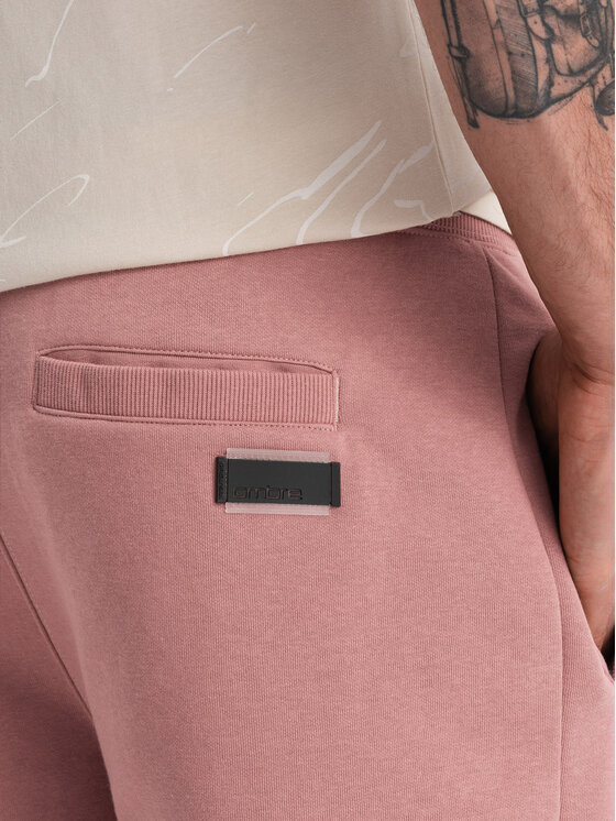 Ombre Ombre Šortky z materiálu OM-SRBS-0149 Růžová Regular Fit