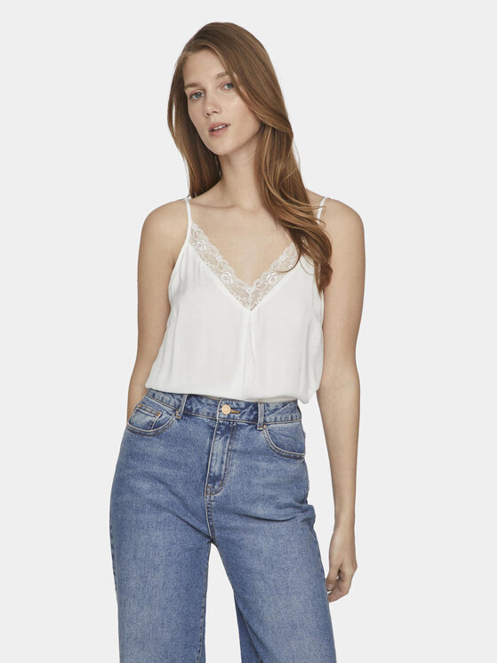 Vila Top Cava 14084535 Bianco Regular Fit, taglia : 36