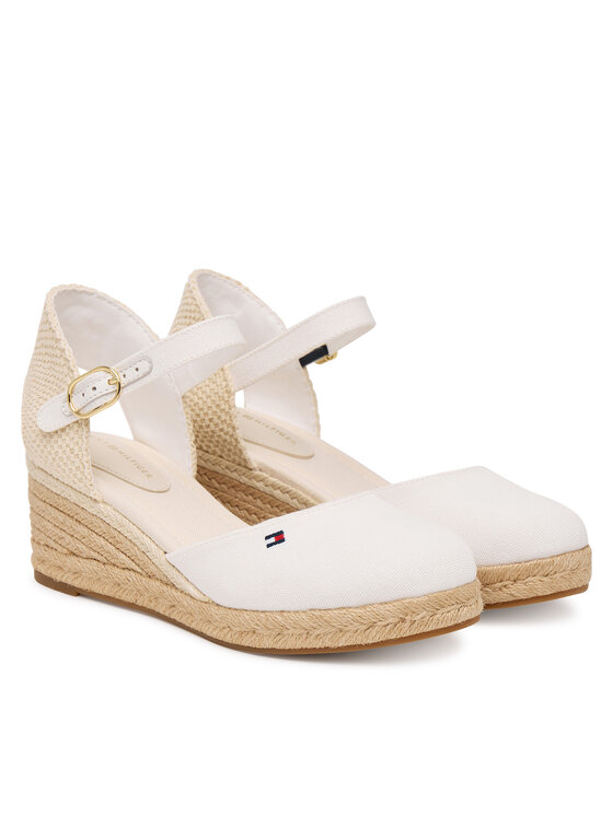 Tommy Hilfiger Tommy Hilfiger Espadryle Mid Wedge Espad Closed Toe FW0FW09233 Écru