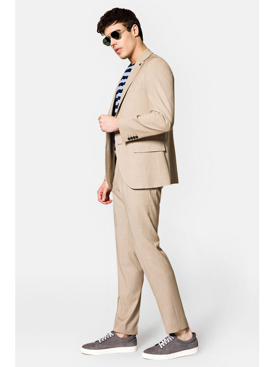 Lancerto Lancerto Garnitur GA073123000009 Beżowy Slim Fit