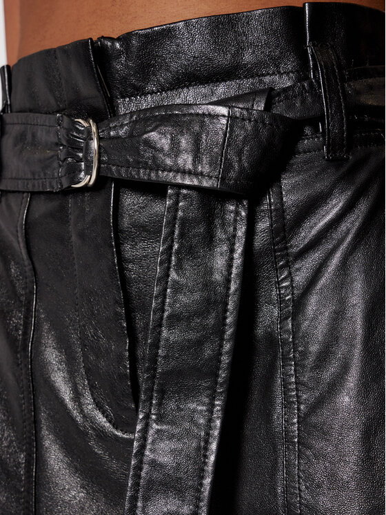 IRO IRO Pandaloni de piele Kani AP008 Negru Regular Fit