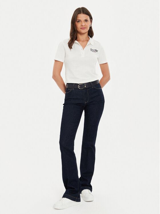 Tommy Hilfiger Tommy Hilfiger Polo Script WW0WW43624 Εκρού Slim Fit