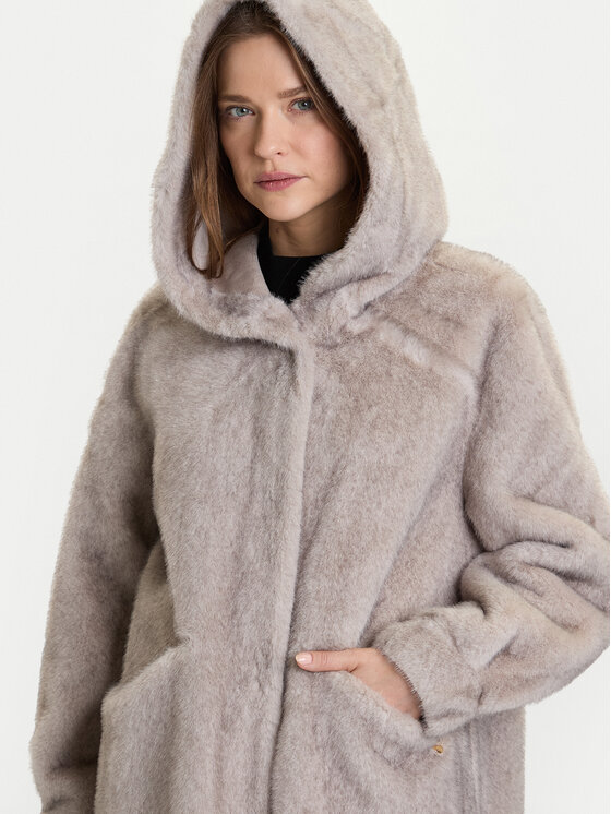 Rinascimento Rinascimento Кожено палто CFC0122225003 Сив Regular Fit