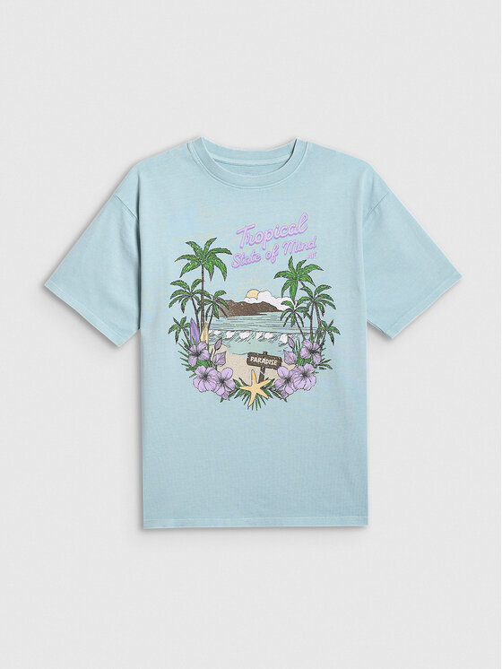4F 4F T-Shirt SUMMER SPLASH Niebieski Loose Fit