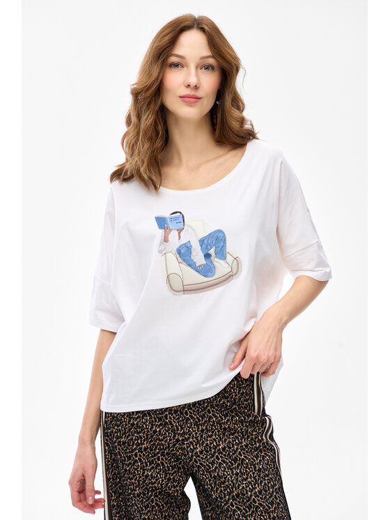 blue shadow blue shadow Bluzka Tina Écru Regular Fit