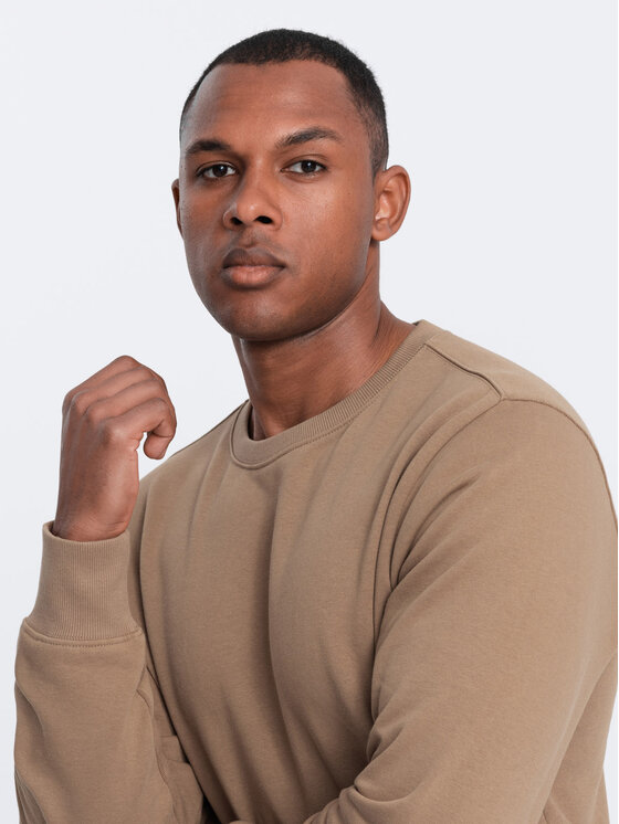 Ombre Ombre Mikina OM-SSBN-0175 Hnědá Regular Fit