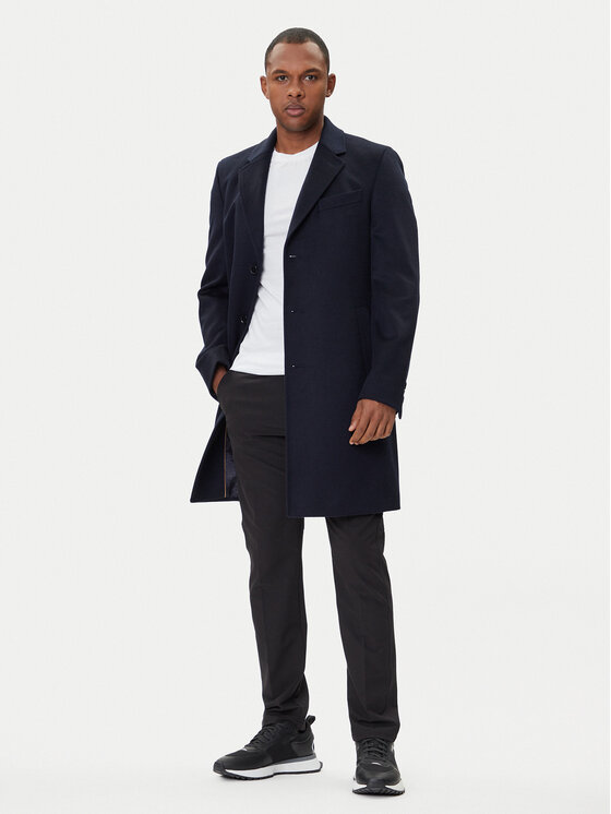 BOSS BOSS Płaszcz wełniany Hyde 50549187 Granatowy Slim Fit