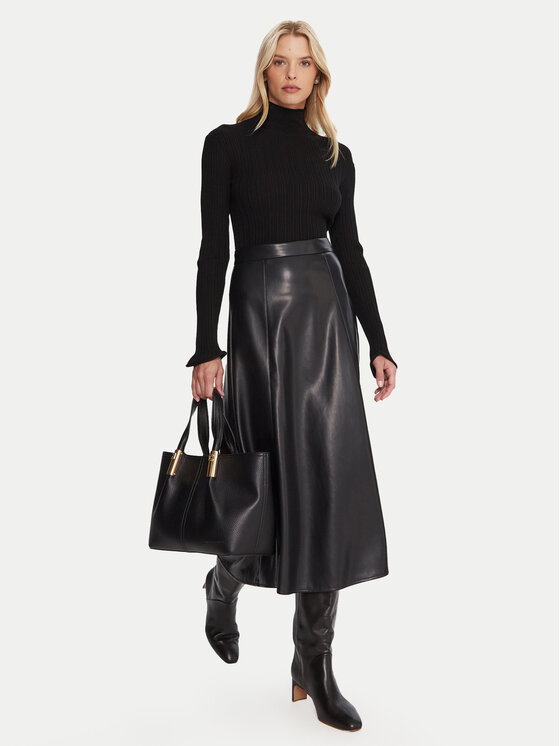 Marella Marella Dirbtinės odos sijonas Vally 2525776022 Juoda Regular Fit