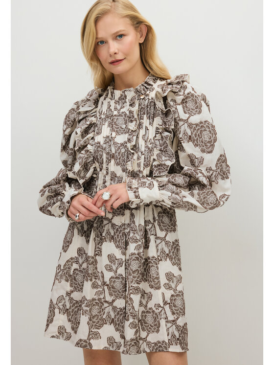 BIZUU BIZUU Sukienka codzienna LUA FLORAL Biały Standard Fit