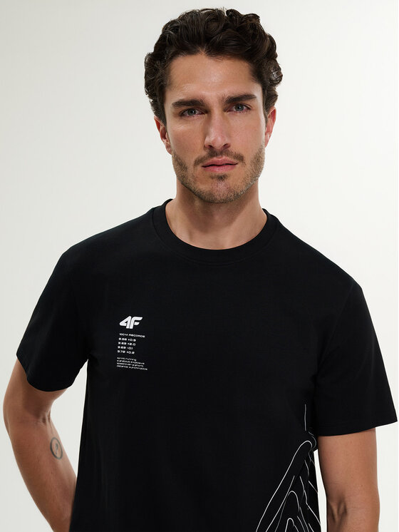 4F 4F T-Shirt MONOCHROME MOVEMENT Czarny Regular Fit