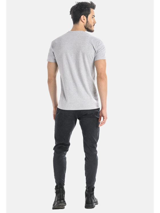 Teyli Teyli T-Shirt męski bawełniany Dany Szary Classic Fit