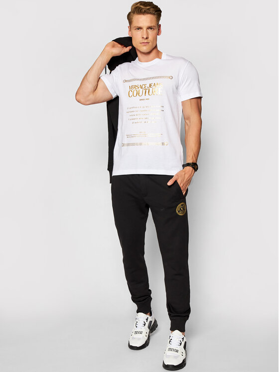 Versace Jeans Couture Versace Jeans Couture Tričko Garanzia Foil 71GAHT01 Biela Regular Fit