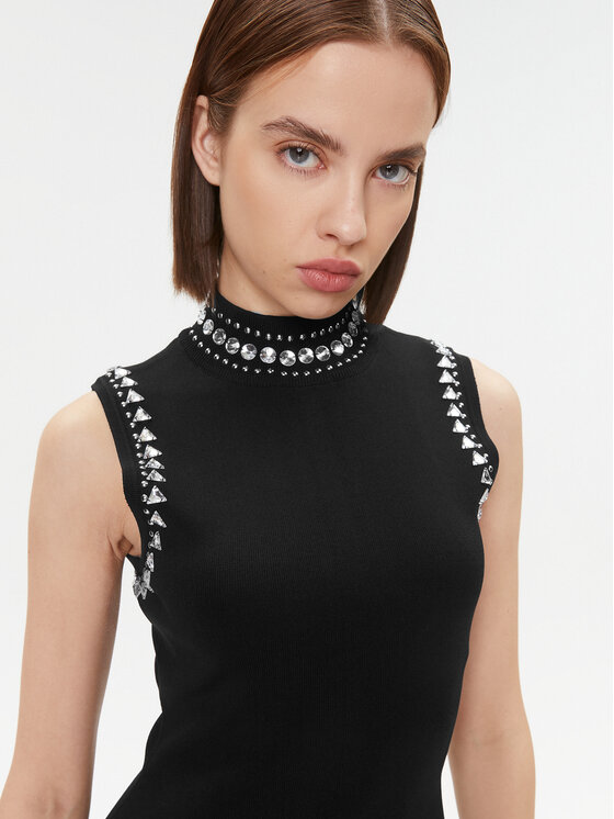 Gaudi Gaudi Плетена рокля 321FD13006 Черен Regular Fit