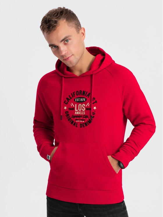 Ombre Ombre Mikina OM-SSPS-0151 Červená Regular Fit