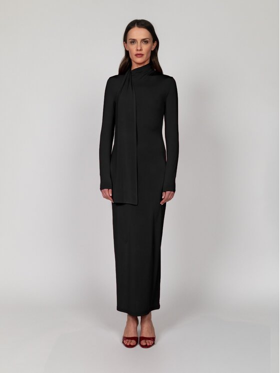Nudyess Nudyess Sukienka codzienna Almach Maxi Czarny Fitted Fit