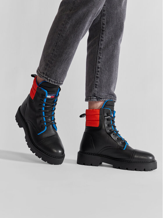 Tommy Jeans Tommy Jeans Pohodni čevlji Padded Lace Up Heritage EM0EM01063 Črna