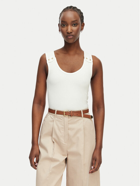 Tommy Hilfiger Tommy Hilfiger топ WW0WW52112 Бял Slim Fit
