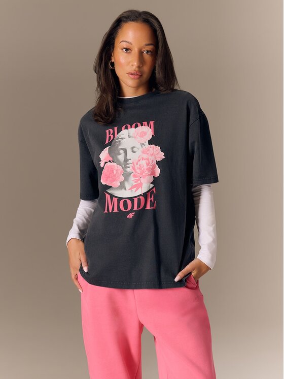 4F 4F T-Shirt 4FRSS26TTSHF3699-20S Czarny Loose Fit