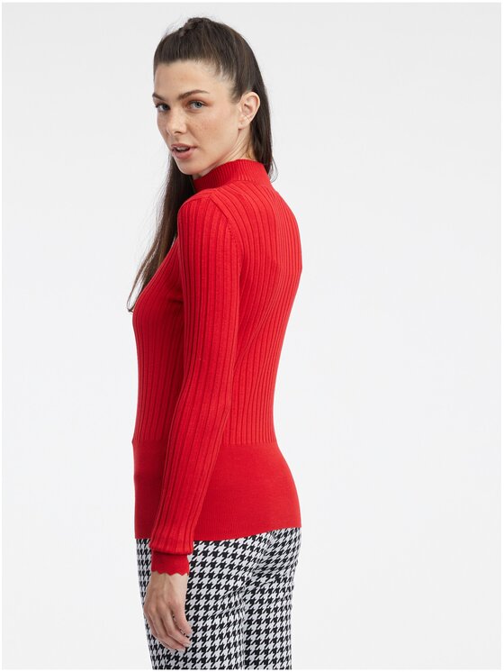 Orsay Orsay Sweter 507512318000__L Czerwony Slim Fit