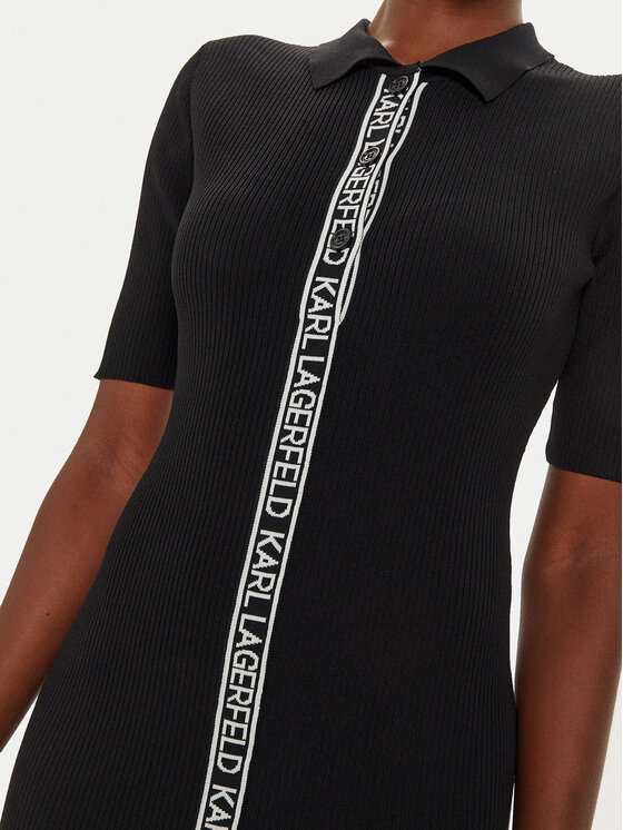 KARL LAGERFELD KARL LAGERFELD Sukienka dzianinowa 246W1320 Czarny Slim Fit