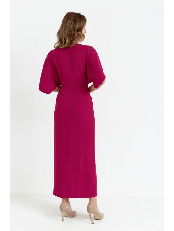 Makover Makover Sukienka codzienna K163 Czerwony Modern Fit