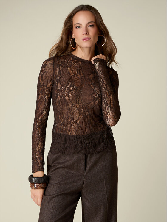 Oltre Oltre Blusa G07LJ004925N032 Marrone Regular Fit
