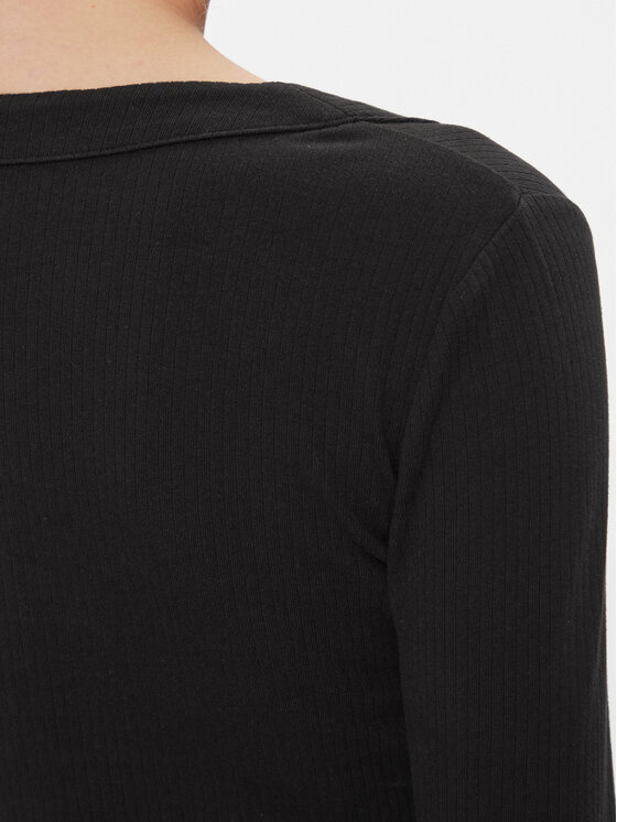 Tommy Jeans Tommy Jeans Φόρεμα υφασμάτινο Tjw Badge Rib Bodycon Ls DW0DW17424 Μαύρο Slim Fit