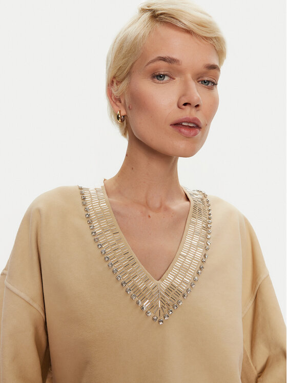 PINKO PINKO Majica dugih rukava Raboni 104458 A297 Bež Regular Fit