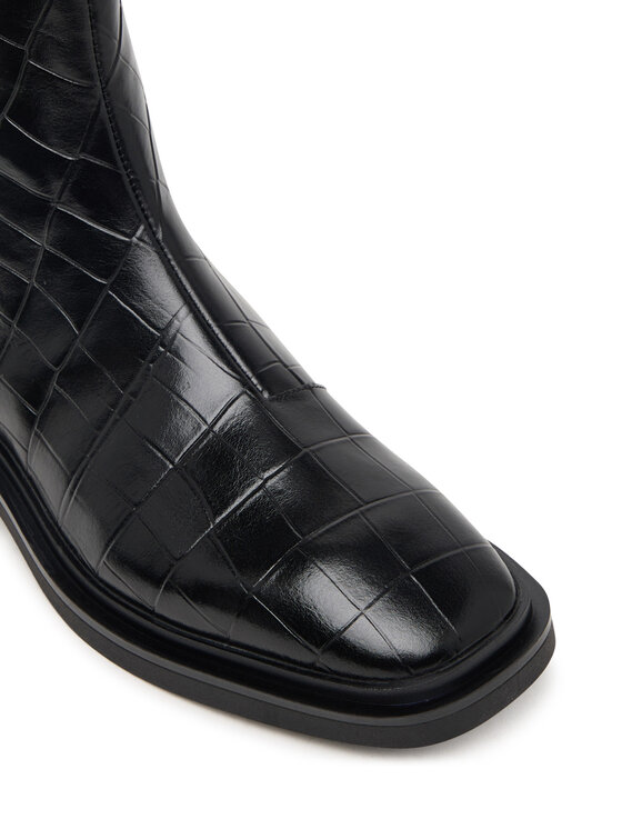 Calvin Klein Calvin Klein Īsie zābaki Square Ankle Boot Zip Croc Lth HW0HW03185 Melns