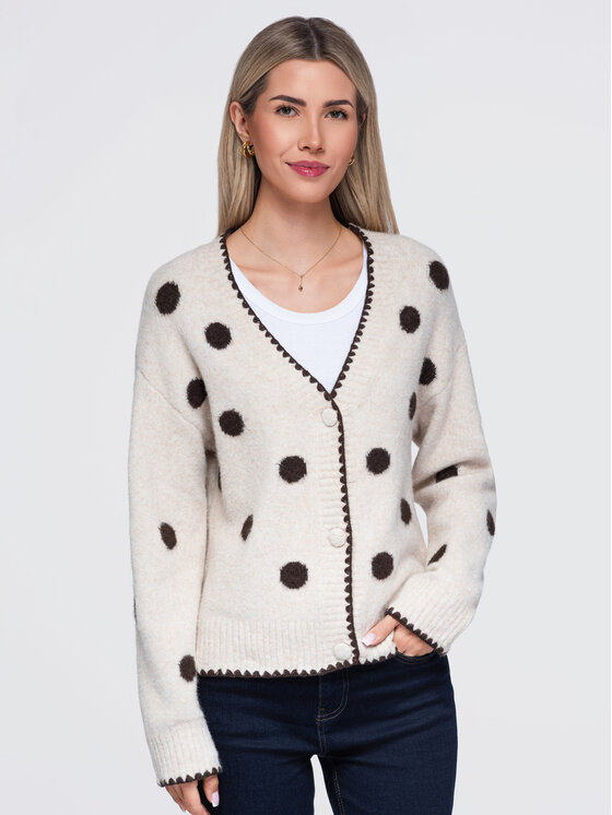 Ombre Ombre Sweter OW-SW-E0022 Beżowy Slim Fit