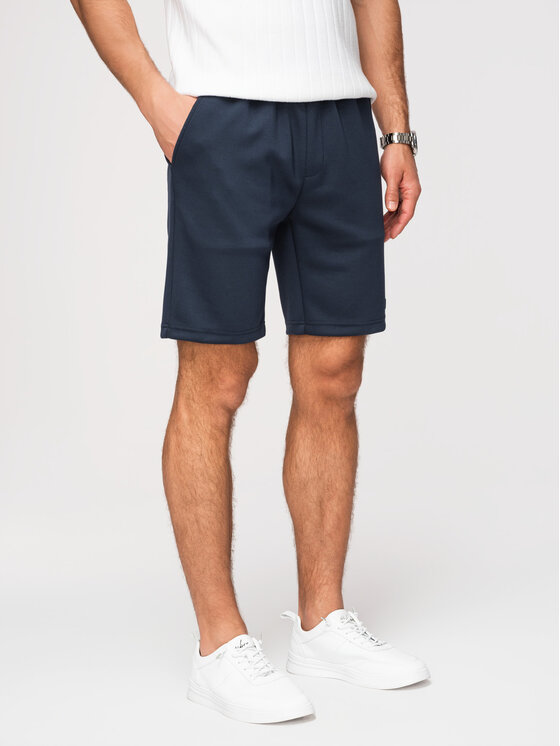 Ombre Ombre Szorty materiałowe OM-SRBC-0153 Granatowy Regular Fit