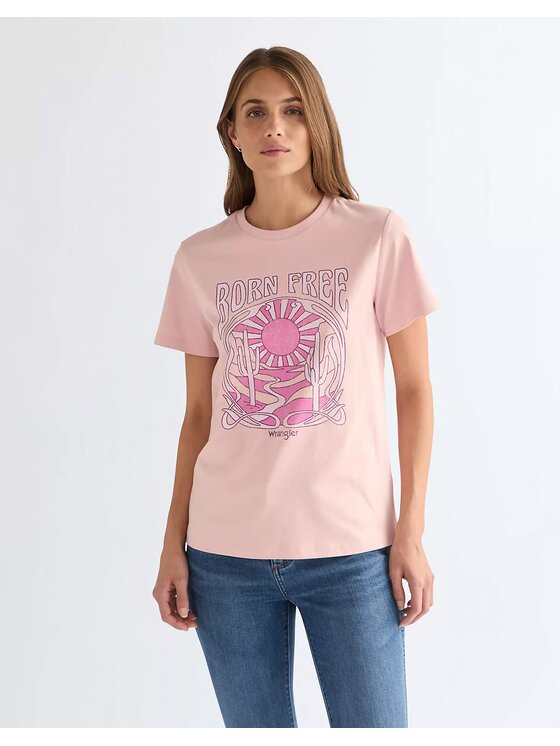 Wrangler Wrangler T-Shirt GRAPHIC TEE Różowy Regular Fit