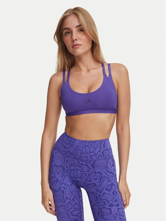 adidas adidas Biustonosz sportowy Optime Workout Strappy Light Support Bra KS6041 Fioletowy