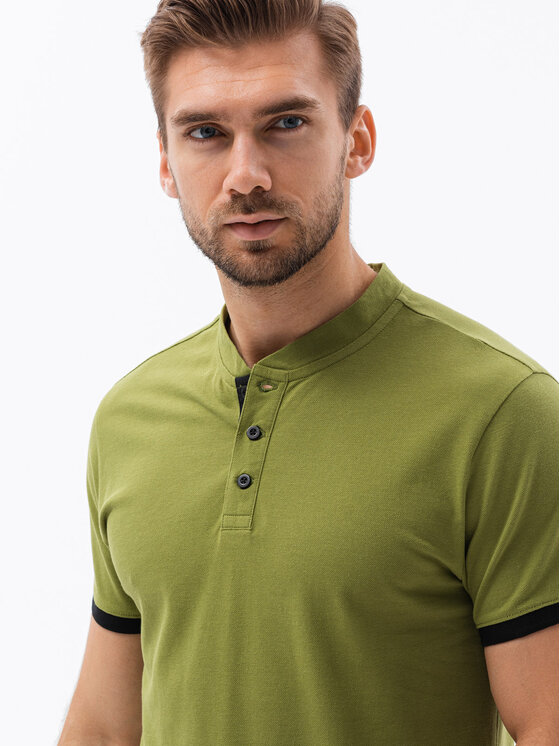 Ombre Ombre Polo OM-TSCT-0156 Zielony Slim Fit