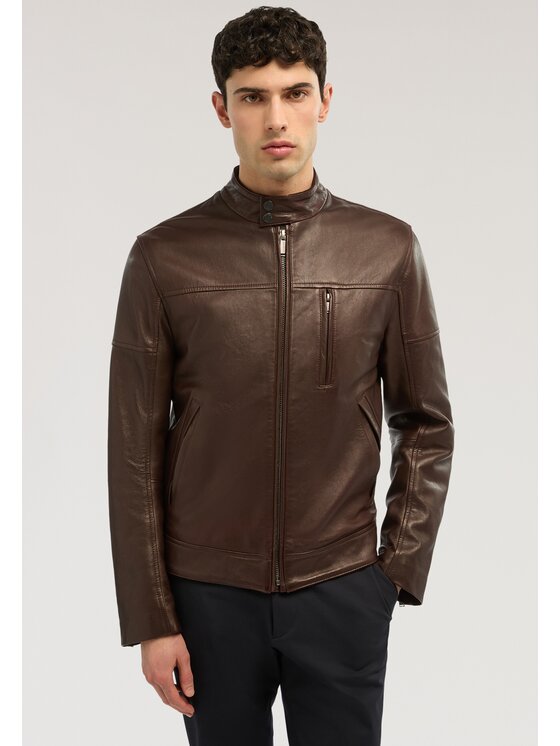 Trussardi Trussardi Kurtka skórzana R301M000054N023 Brązowy Regular Fit